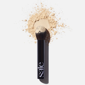 Saie Face Powder Duo, Medium - The Fluffy Brush, Soft, Multi-Use Targeted Powder Brush With Tapered Tip & Airset Radiant Loose Setting Powder, Translucent Medium (0.14 oz) - Vegan, Cruelty-Fee SaieBuy Supplements Australia