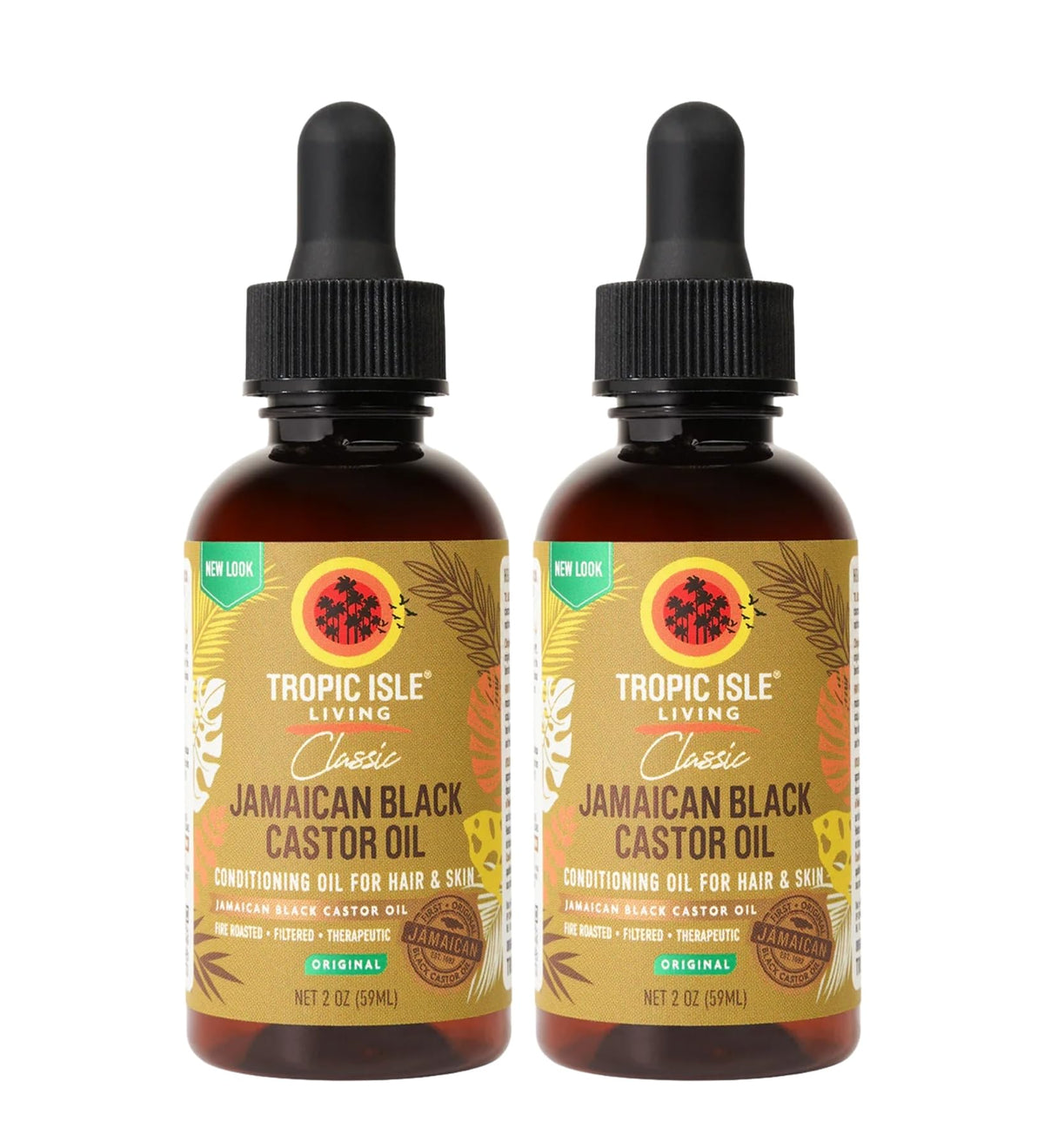 Tropic Isle Living Castor Oil - 2x Jamaican Black Castor Oil (ORIGINAL) Bundle - Organic Castor-Oil for Hair Growth & Face Use - Gift Set (2 Items)