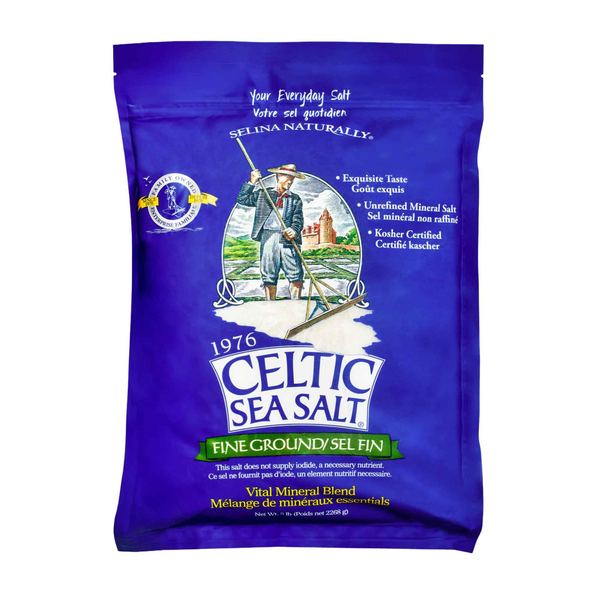 Celtic Sea Salt Fine Ground – Unrefined Mineral Salt, Sustainably Harvested, GMP Certified, Lab Tested – Baking, Cooking, Hydration, Everyday Use – 1 lb Resealable Bag