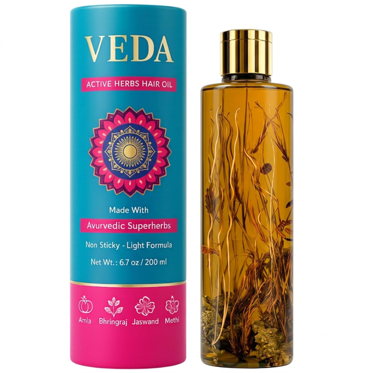 VEDA Active Herbs Hair Oil - Hair Growth Oil - Infused with Herbs - 200ml
