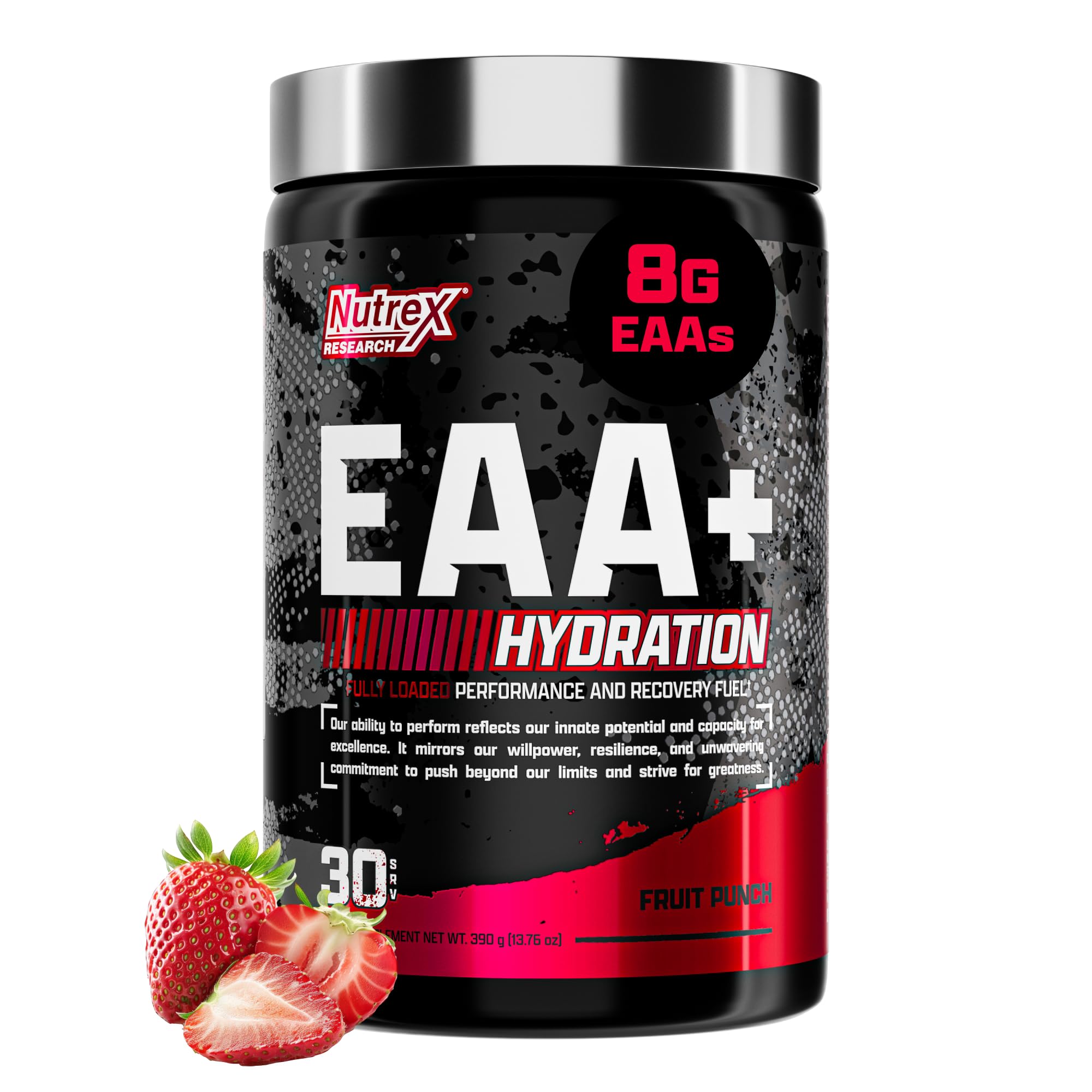 Nutrex Research EAA Hydration - EAAs + BCAA Powder - Muscle Recovery, Strength, Muscle Building, Endurance - 8G Essential Amino Acids + Electrolytes - Strawberry Watermelon 30 Serving