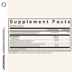 Codeage Liposomal Ovarian Inositol+ Supplement - Myo-Inositol & D-Chiro-Inositol 40:1 Blend, Folate 5-MTHF, CoQ10, Pomegranate & Wild Blueberry, Liposomal Delivery, Non-GMO, Gluten-Free - 120 Capsules CodeageBuy Supplements Australia