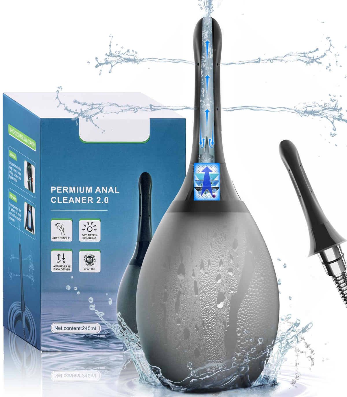 Onegreen Enema Douche Bulb Anti Back-Flow Portable Anal Douche Connected to Shower Hole