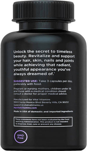 Vital Vitamins Multi Collagen Complex Plus - with Biotin, Hyaluronic Acid, Vitamin C - Type I, II, III, V, X - for Women & Men - Hair, Skin, Nails Beauty Complex - 150 Capsules Vital Vitamins buy supplements Au