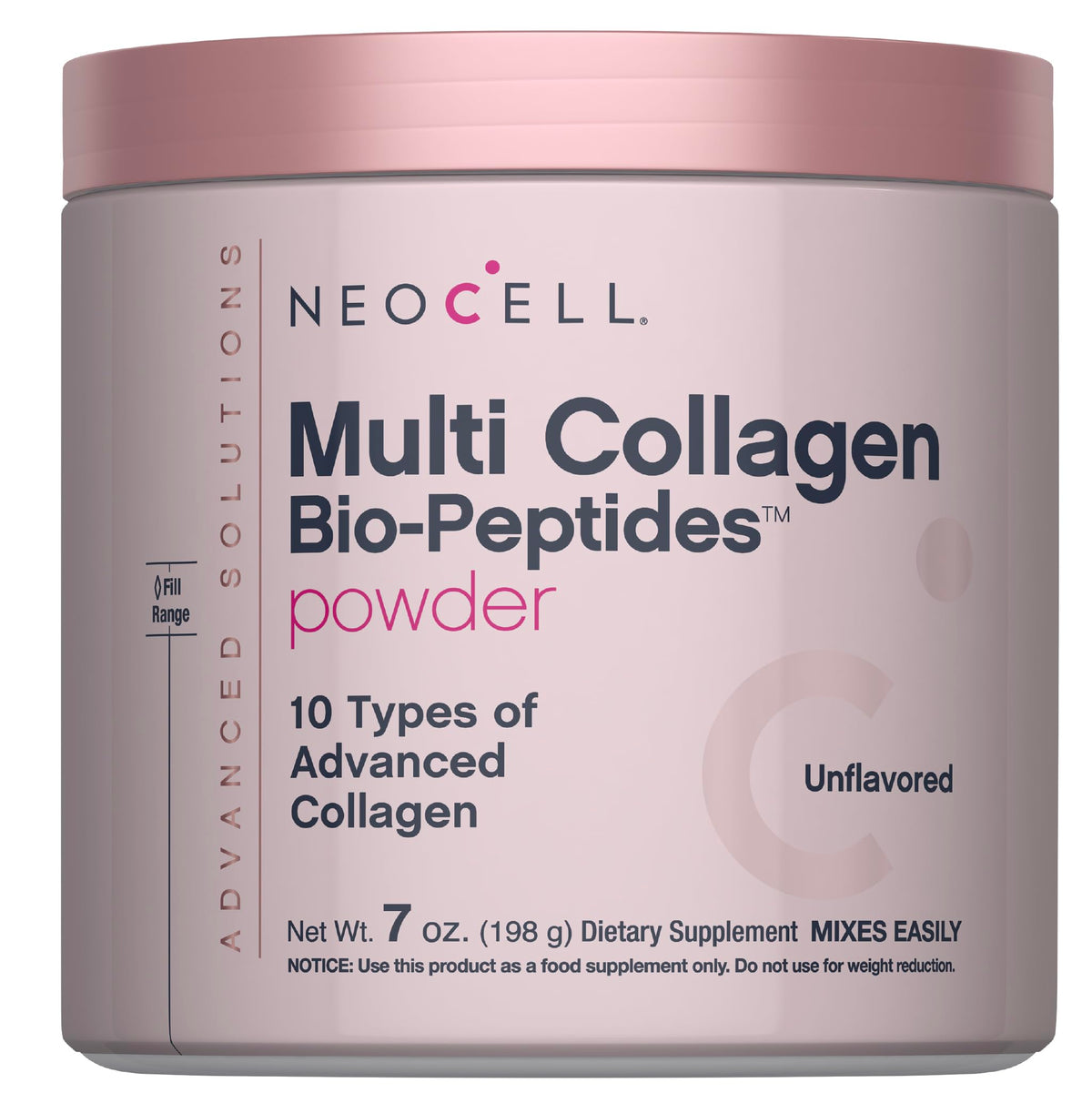 NeoCell Multi Collagen Peptides Powder - 7 oz - 10 Types of Advanced Bio-Peptides - Superior Absorption - Unflavored and Mixes Easily