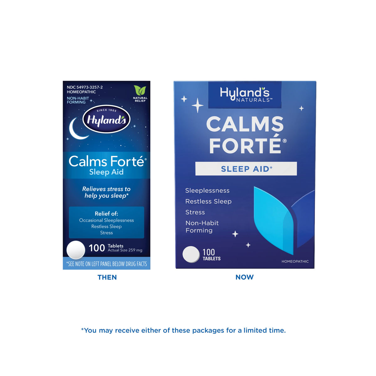 Hyland's Calms Forte' Sleep Aid Tablets, Natural Relief of Nervous Tension and Occasional Sleeplessness, 100 Count (Pack of 2)