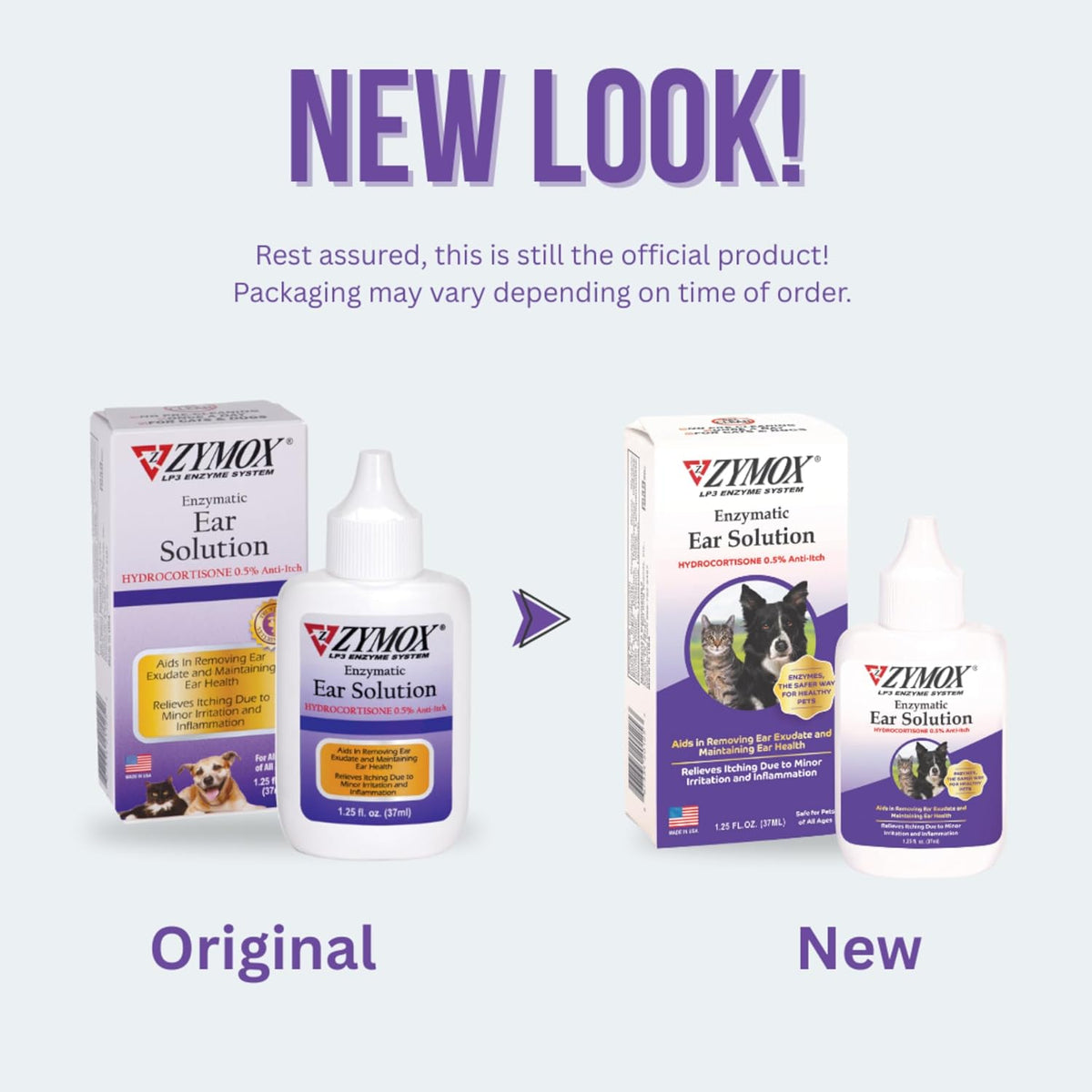ZYMOX Enzymatic Ear Solution with 0.5-Percent Hydrocortisone - for Dog & Cat, 1.25 oz