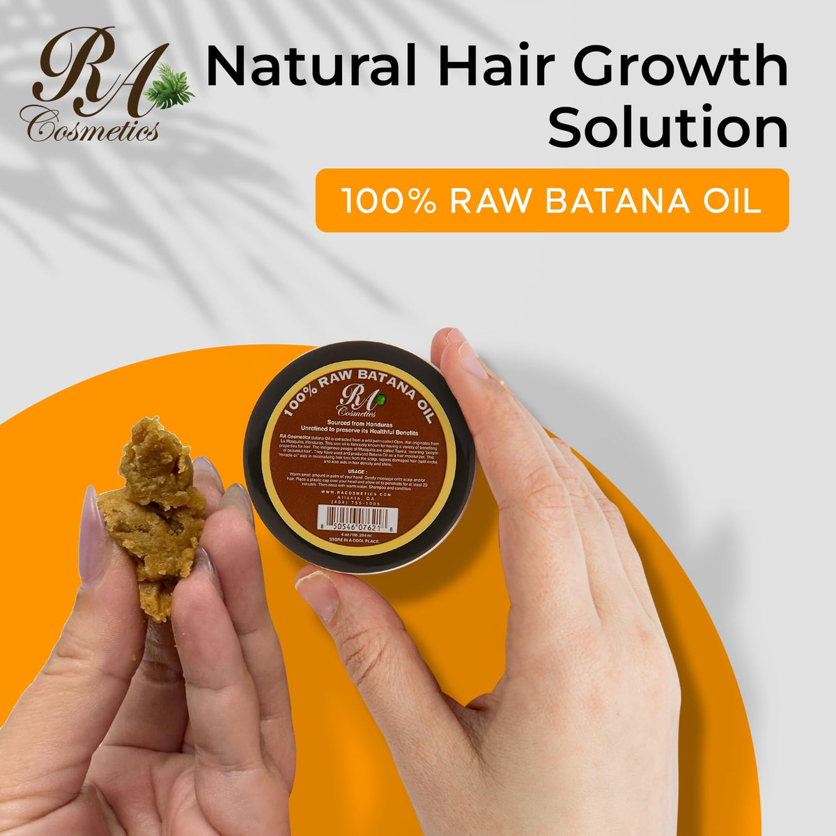 RA Cosmetics Natural Unrefined Batana Oil for Hair Growth & Repair - Nourishing Moisturizer for Damaged Hair - Strengthening Conditioner from Honduras, 4 oz