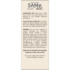 Jarrow Formulas SAMe Supplement 400 mg - 60 Tablets - High Concentration of Active S,S Form - Supports Joint Health, Liver Function, Brain Metabolism, Balanced Mood & Antioxidant Defense - 60 Servings Jarrow FormulasBuy Supplements Australia
