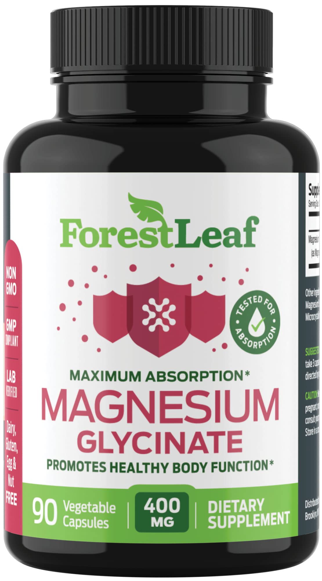 Pure Magnesium Glycinate 400mg Serving - High Absorption Magnesium Glycinate - Mag Bisglycinate for Stress, Bones, Muscles, Nerves