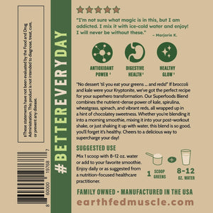 Earth Fed Muscle Chocolate Greens & Reds Superfood Blend Earth Fed MuscleBuy Supplements Australia