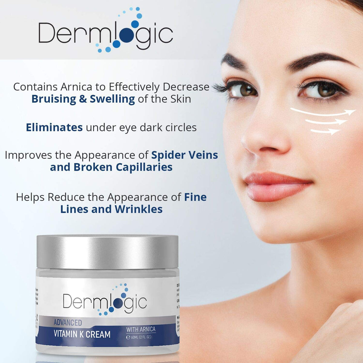 Vitamin K Cream- Moisturizing Bruise Healing Formula. Dark Spot Corrector for Bruising, Spider Veins & Broken Capillaries. Reduces Under Eye Dark Circles