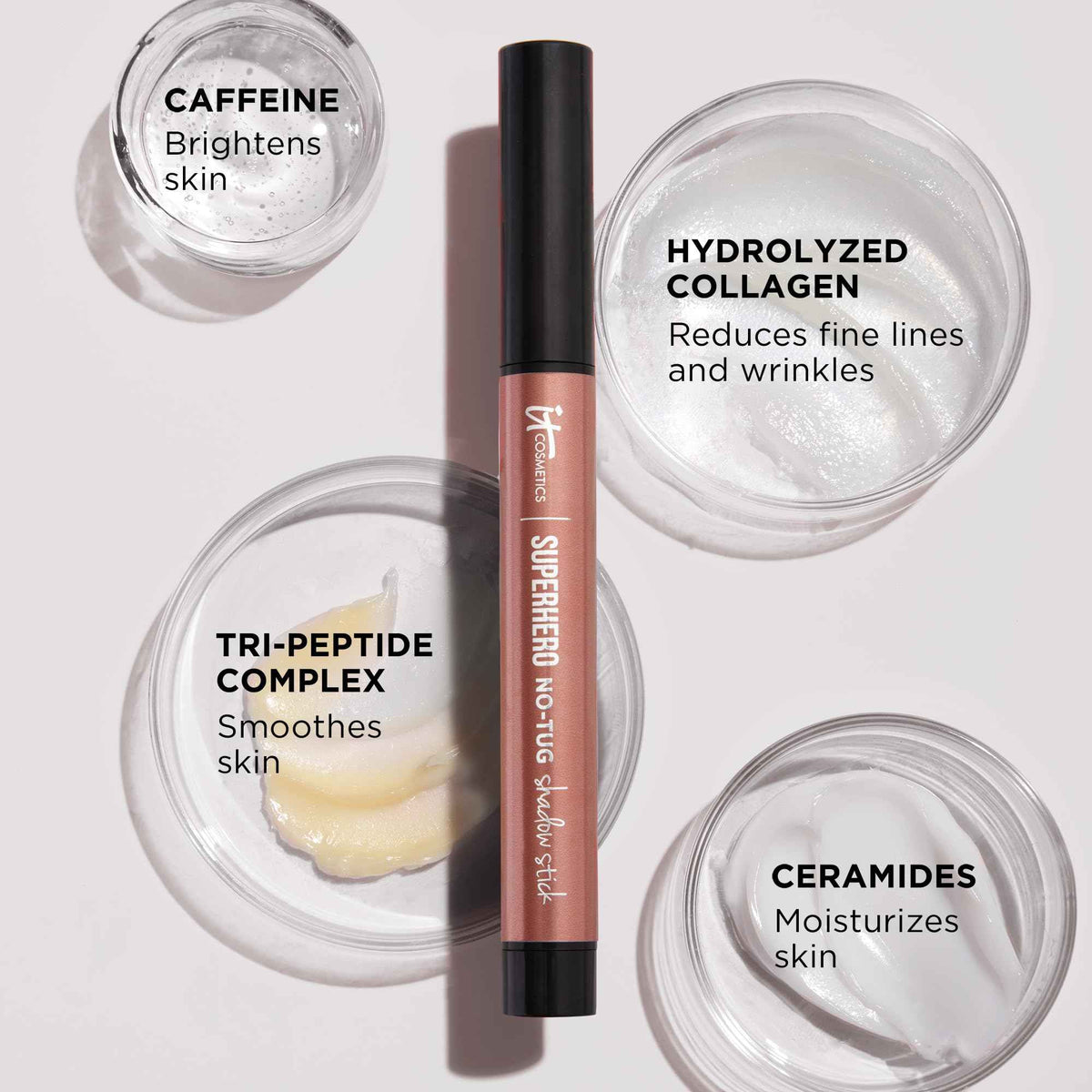 IT Cosmetics Superhero No-Tug Waterproof Eyeshadow Stick - Cream Eye Shadow with Built-In Primer - Longwear & Blendable - Suitable Eye Makeup