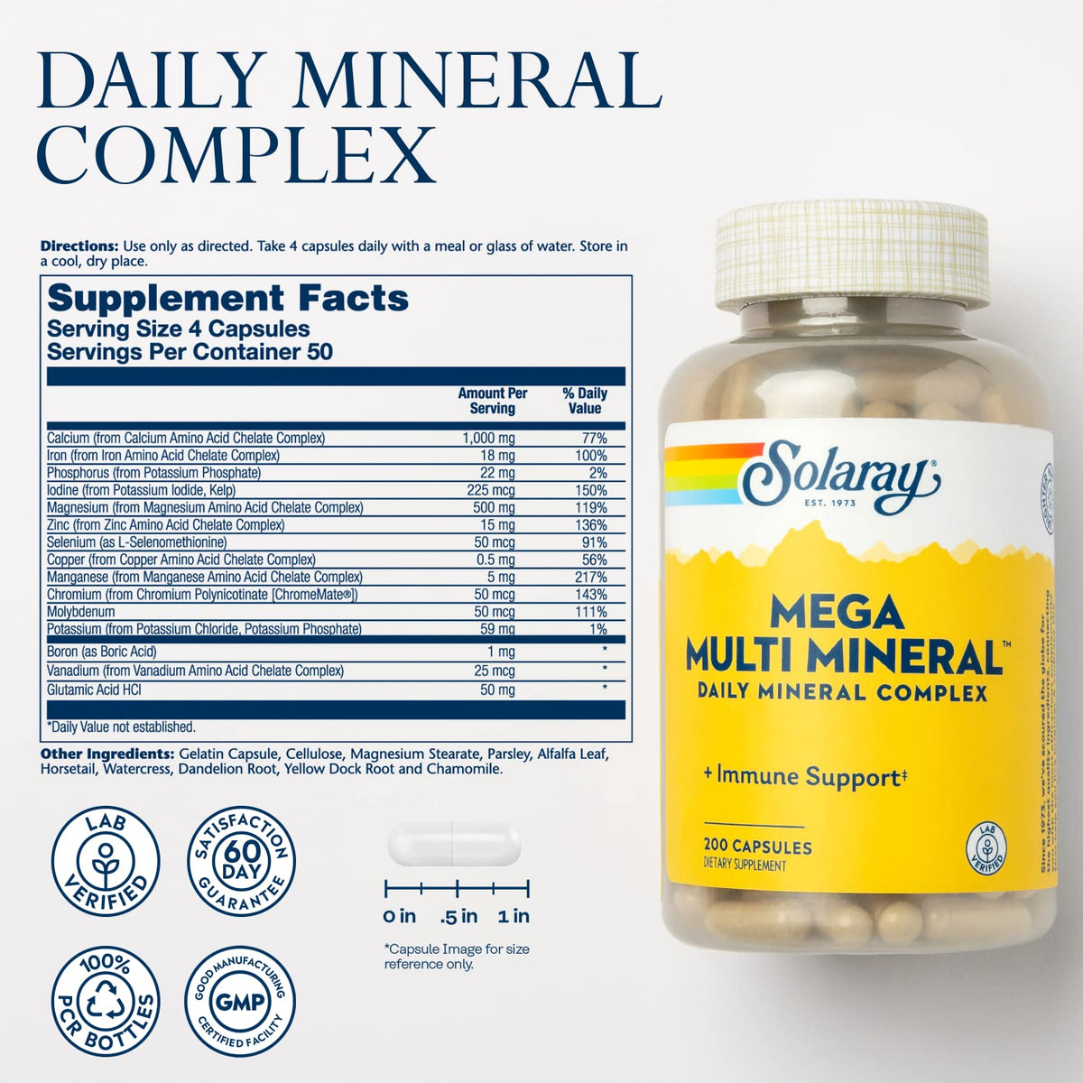 Solaray Mega Multi Mineral - 200 Capsules