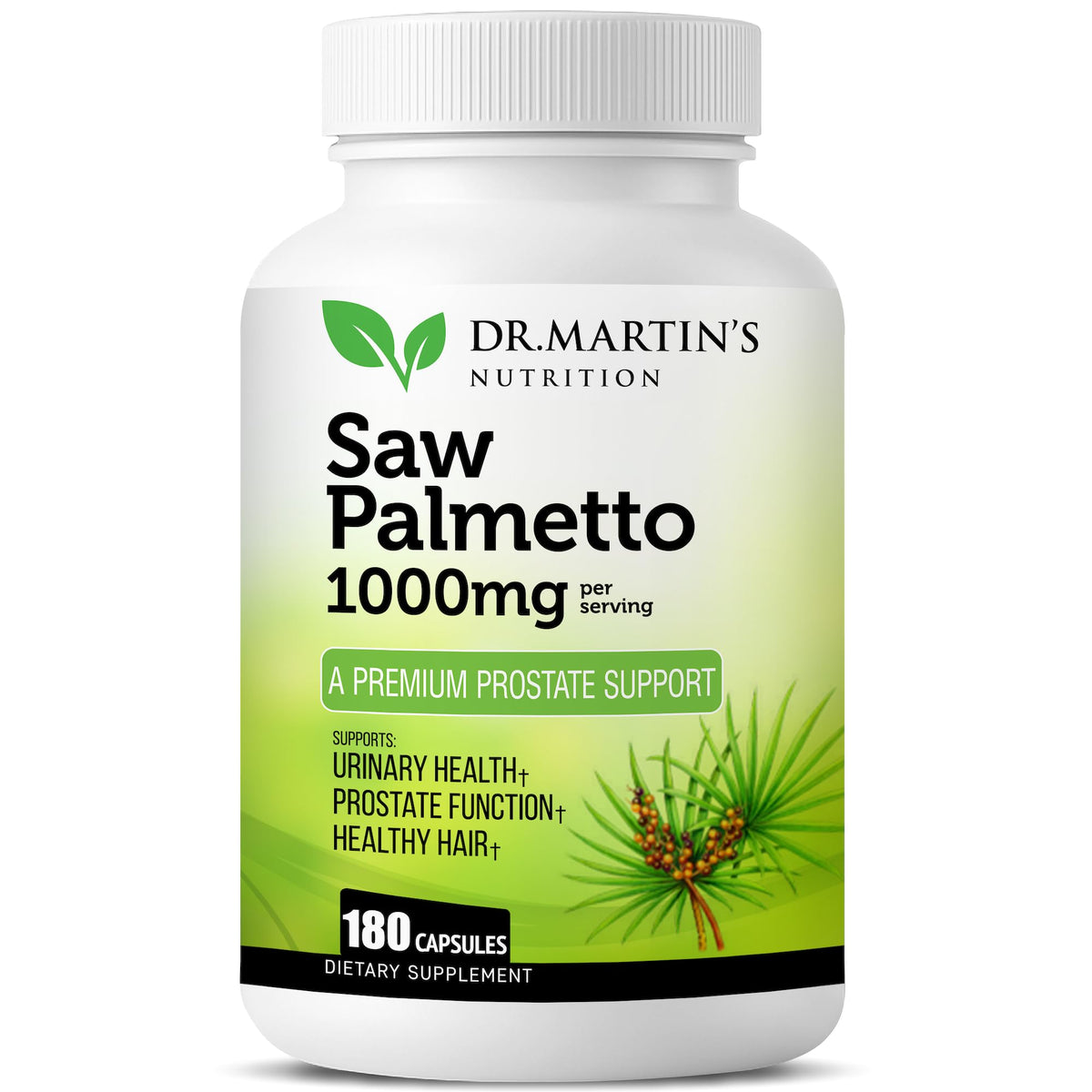 USA Grown Saw Palmetto - 180 Capsules Prostate Health Supplement - Hair Growth for Men & Women - Support to Help Maintain Normal Urination Frequency