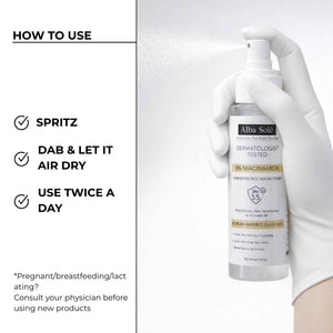 Alba Solé 5% Niacinamide Face Toner with Fermented Rice Water | pH 5.5 Balancing Toner | Hydrates, Refines Pores & Brightens for Glass Skin