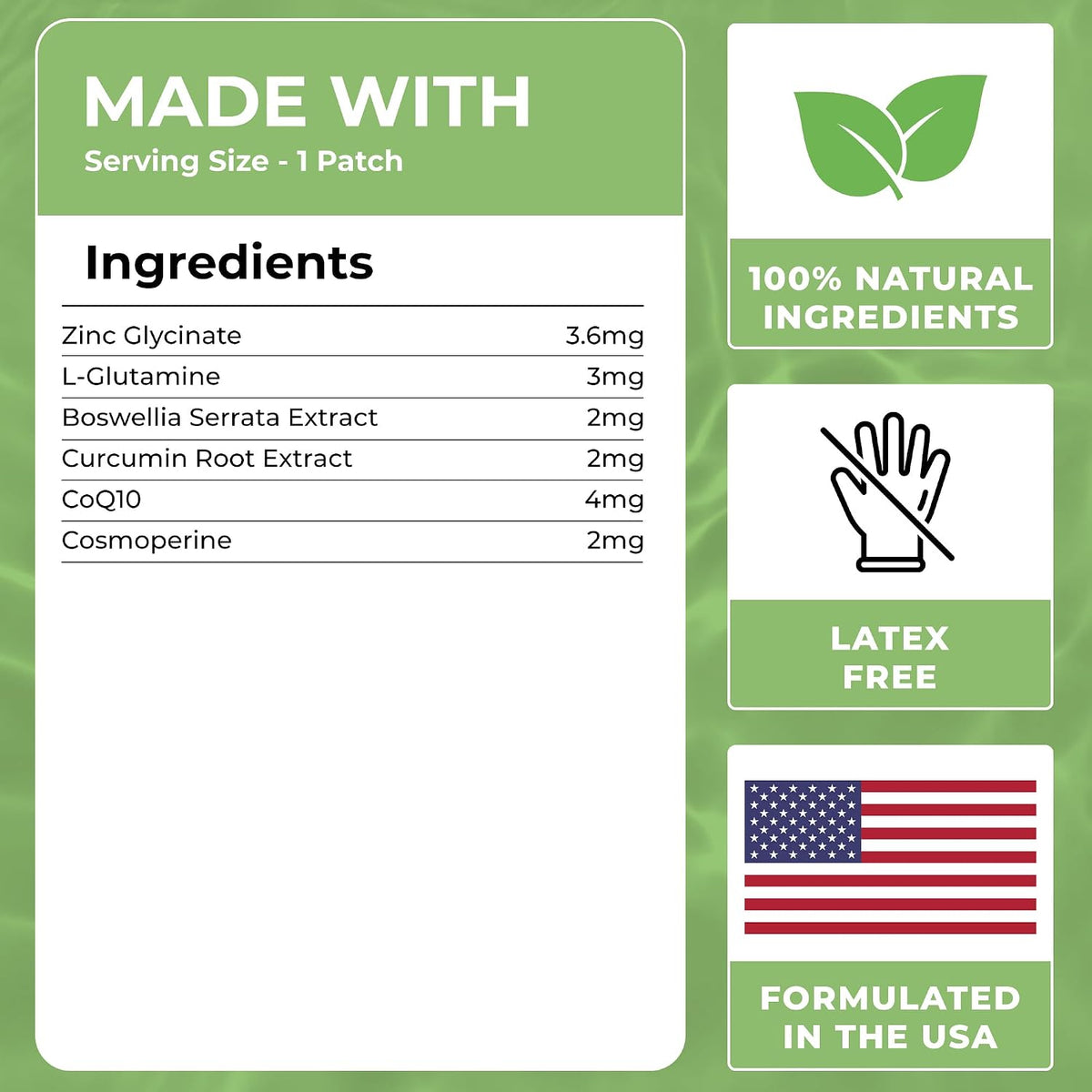 Zinc Patches (Pack of 60) - 100% Natural Patch for Women and Men - With Biotin, Immune & Body Support, Enhanced Formula