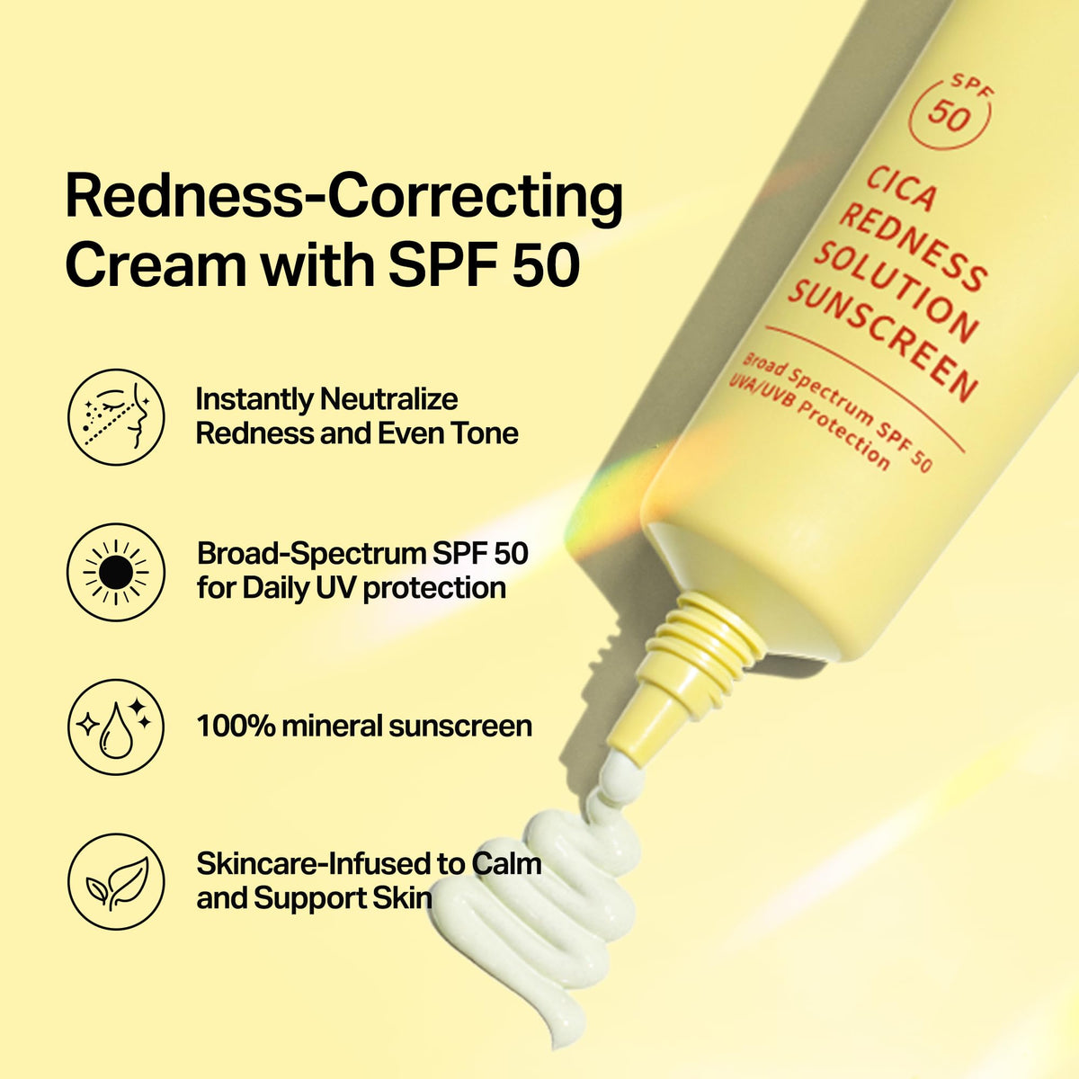 Meebak Cica Redness Solution Sunscreen - Color Corrector SPF 50, Green to Beige CC Cream with Centella and Ceramide - Redness Reducing Skincare