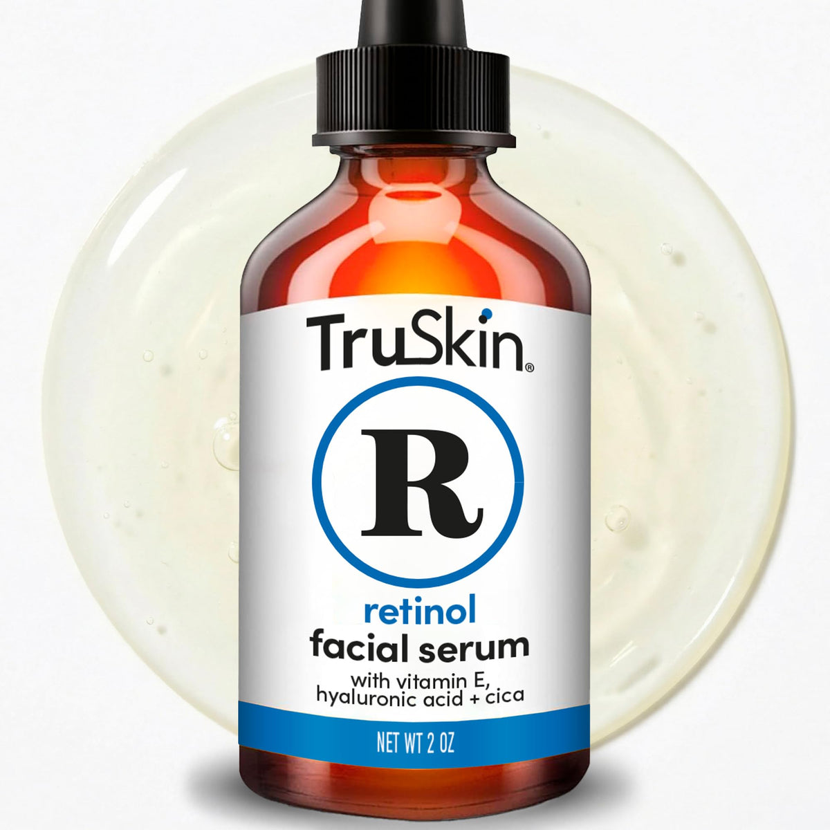 TruSkin Retinol Serum for Face with Hyaluronic Acid & Cica, 1 fl oz - Gentle overnight retinoid serum with Vitamin E helps visibly smooth fine lines, refines skin texture for renewed-looking skin