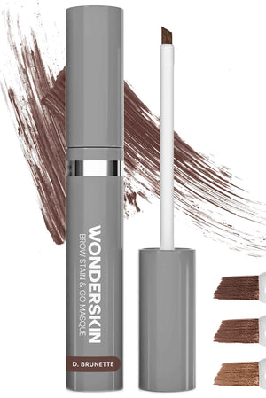 Wonderskin Wonder Blading Brow Stain & Go Masque - Long Lasting Eye Brow Tint, Transfer Proof and Smudge Proof Eyebrow Tint Stain (Dark Brunette)