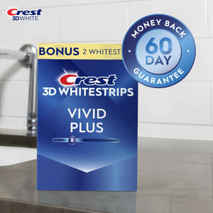 Crest 3D Whitestrips Vivid Plus, Teeth Whitening Strip Kit, 10 Treatments + 2 Bonus Treatments (Each with 1 Upper/1 Lower Strip), 24 Strips