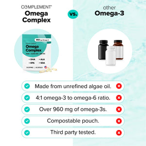 Vegan Omega 3 Supplement- 960mg Omega-3 Fatty Acids, DHA, EPA, SDA, ALA Supplement - Immune Support- 30 Servings, 60 Liquid Capsules ComplementBuy Supplements Australia
