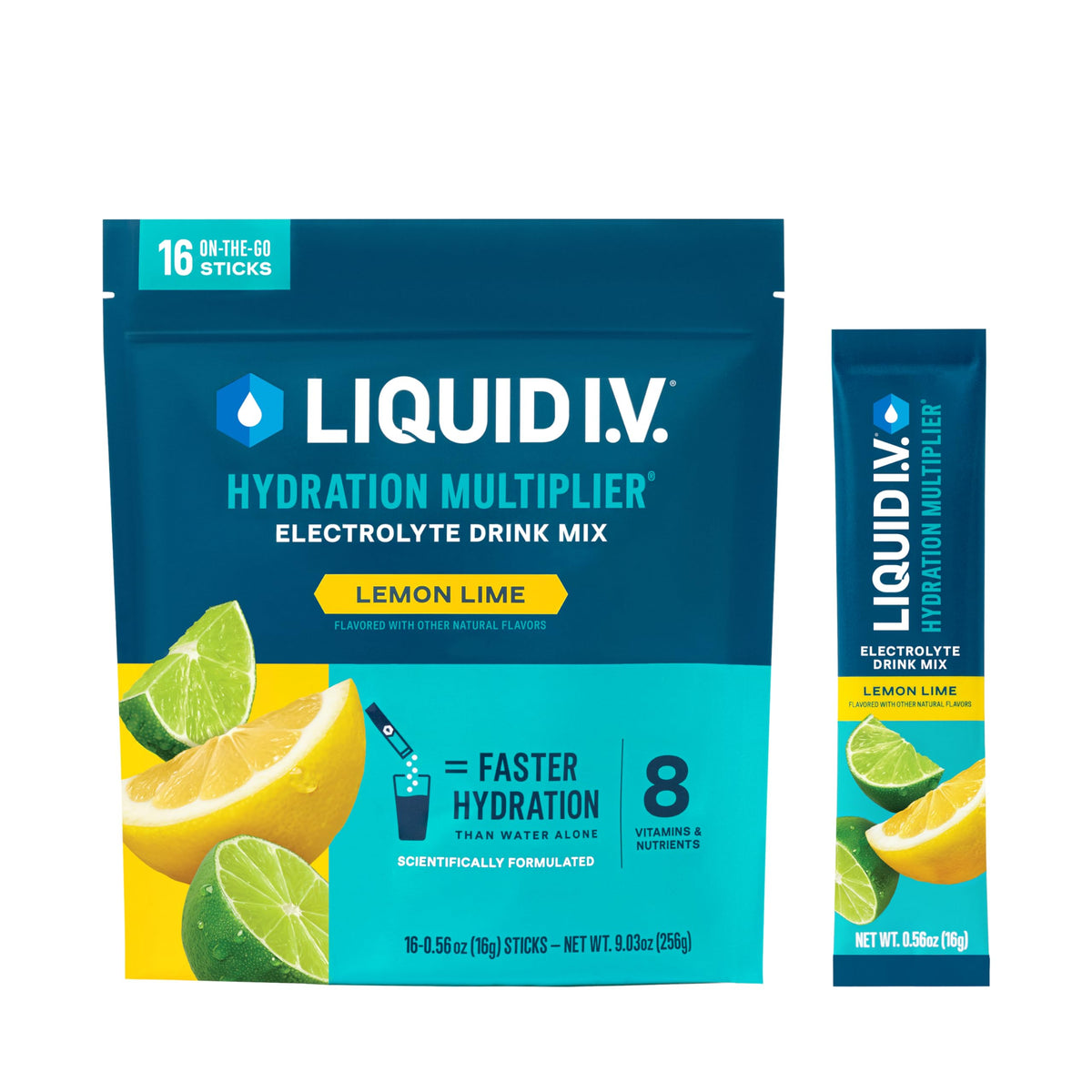 Liquid I.V. Hydration Multiplier - Lemon Lime - Electrolyte Powder Drink Mix - 1 Pack (16 Servings)
