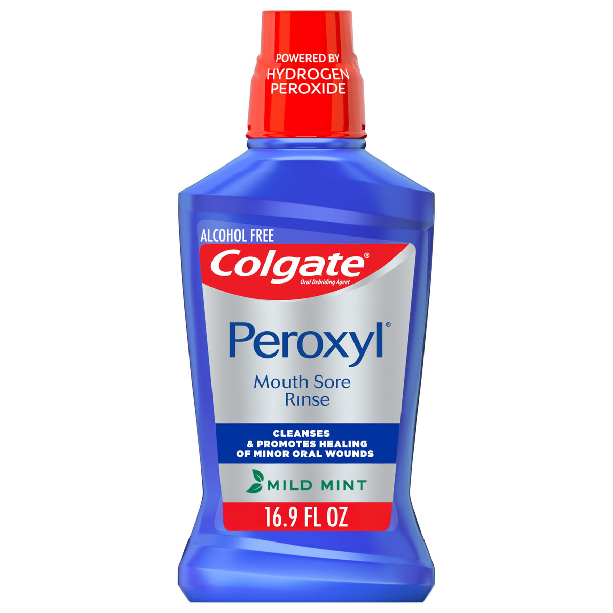Colgate Peroxyl Alcohol Free Mouthwash with 1.5% Hydrogen Peroxide, Mouth Sore Rinse for Canker Sores, Oral Irritations