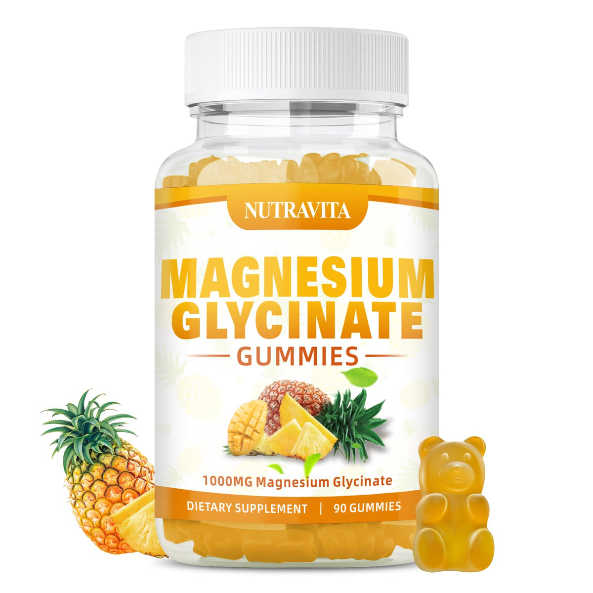 Magnesium Glycinate Gummies 1000mg with Magnesium L-Threonate,Chelated Magnesium Potassium Complex Supplement with VitD, B6, CoQ10, Calcium,Supports for Memory, Calm
