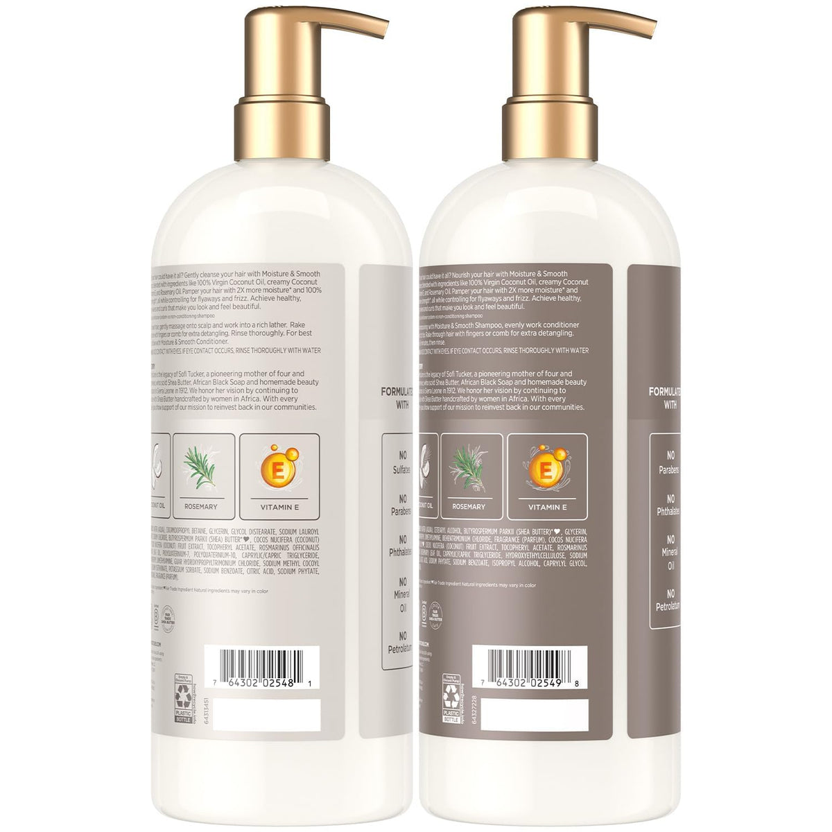 SheaMoisture Shampoo & Conditioner Set, Moisture & Smooth, 34 Oz Ea - Gentle Moisture for Curly Hair, Wavy Styles - Hair Strengthening Rosemary & Vitamin E - Frizz Control, Hair Repair & Shine