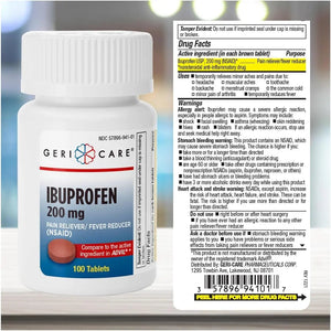 Geri Care IBUPROFEN Pain Relief Tablets (100 Count) GeriCareBuy Supplements Australia