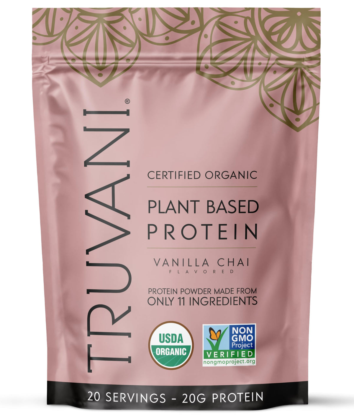 Truvani Organic Plant Based Protein Powder - Vanilla - 18 Servings - Vegan - 20g Pea Protein - Keto - Gluten & Dairy Free - Low Carb - No Added Sugar
