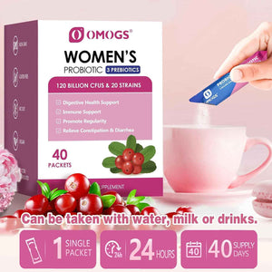 OMOGS Women's Probiotic,120-Billion-CFUs, 18 Strains, with 3 Prebiotics and Cranberry Extract, Help for Immune Booster, Digestive Health, Gut Health and Vaginal Health