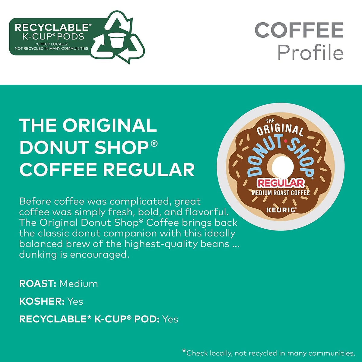The Original Donut Shop Regular Keurig Single-Serve K-Cup Pods, Medium Roast Coffee