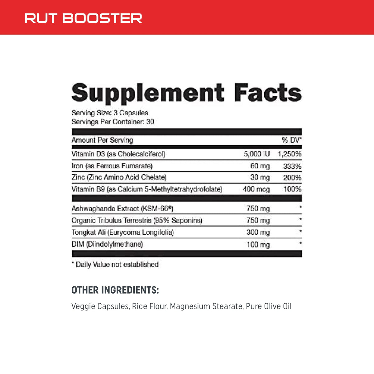 Testosterone Booster for Men - Energy, Strength, Endurance & Muscle Support Supplement - Bucked Up RUT (90 Capsules)