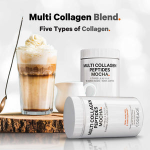 Codeage Multi Collagen Peptides Protein Powder - Chocolate Mocha Instant Coffee - Gourmet Knoa Coffee Drink & Shake - Collagen Type I, II, III, V & X - Grass-Fed, Hydrolyzed, Non-GMO - 14.39oz CodeageBuy Supplements Australia