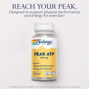 SOLARAY Peak ATP 400 mg - Physical Performance and Exercise Energy Supplements - Stim Free Pre Workout Pills - No Caffeine or Gluten - Lab Verified - 60-Day Guarantee - 30 Servings, 30 VegCaps SOLARAYBuy Supplements Australia