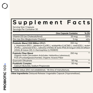 Codeage Probiotic+ 100 Billion CFU Supplement - 12-Strain Probiotic Blend, Organic Prebiotic Fiber, Postbiotics, Vitamin D3, Zinc Bisglycinate, Quercetin - for Men & Women - Non-GMO- 30 Capsules CodeageBuy Supplements Australia