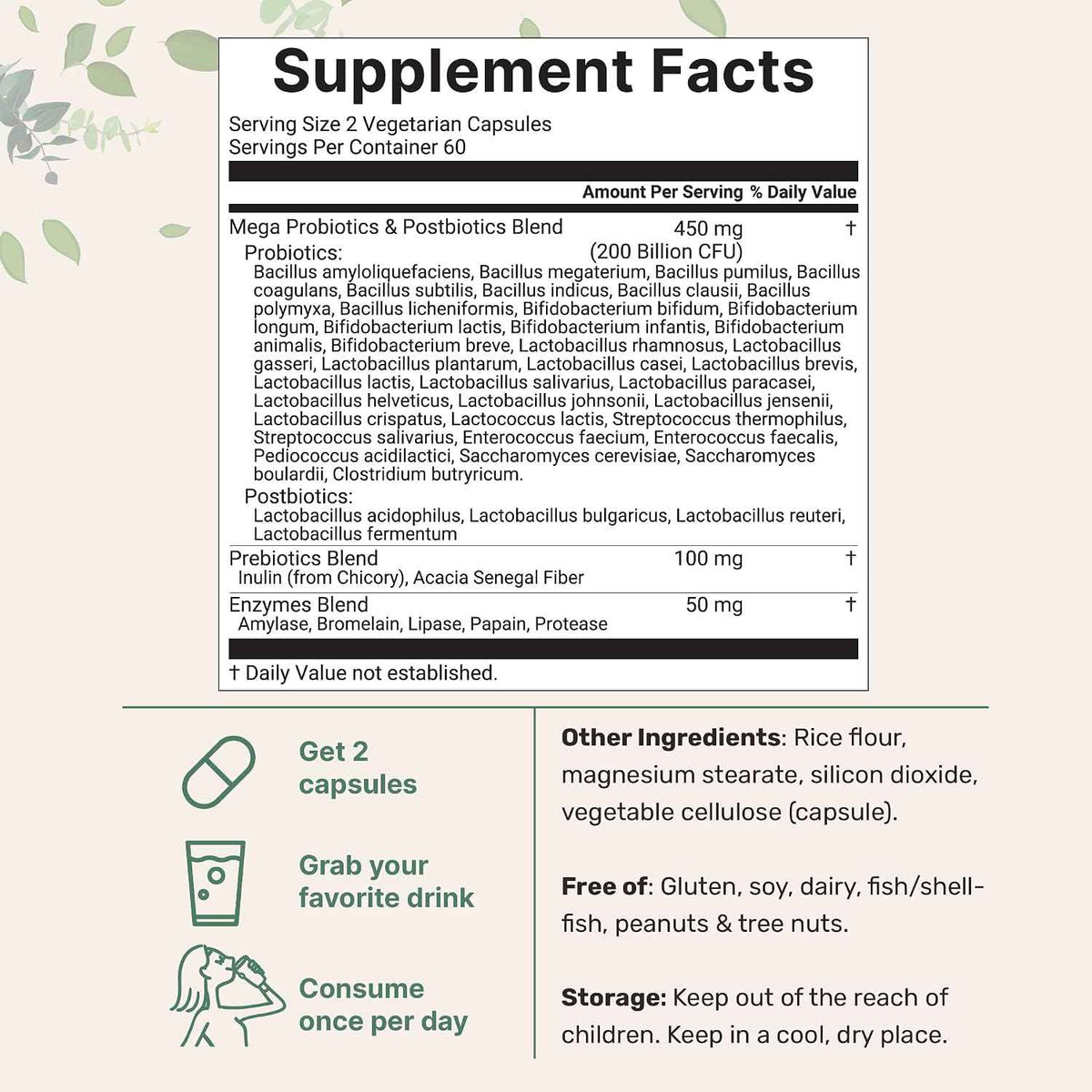 Micro Ingredients Probiotics 200 Billion CFU, 120 Veggie Capsules | Mega Probiotics for Men & Women | 40 Strains with Prebiotics, Postbiotics & Digestive Enzymes | Gut, Immune & Digestive Health