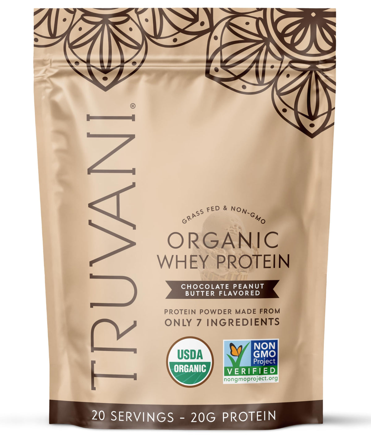 Truvani Organic Whey Protein Powder - Vanilla - 20 Servings - 20g Grass Fed Whey Protein - USDA Organic & Non-GMO - Gluten Free - No Gums, No Soy, No Stevia, No Added Sugars