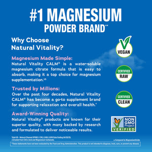 Natural Vitality Calm Magnesium 16oz Powder | Raspberry Lemon Flavored Supplement | Non-GMO, Vegan & Gluten Free Formula Natural VitalityBuy Supplements Australia