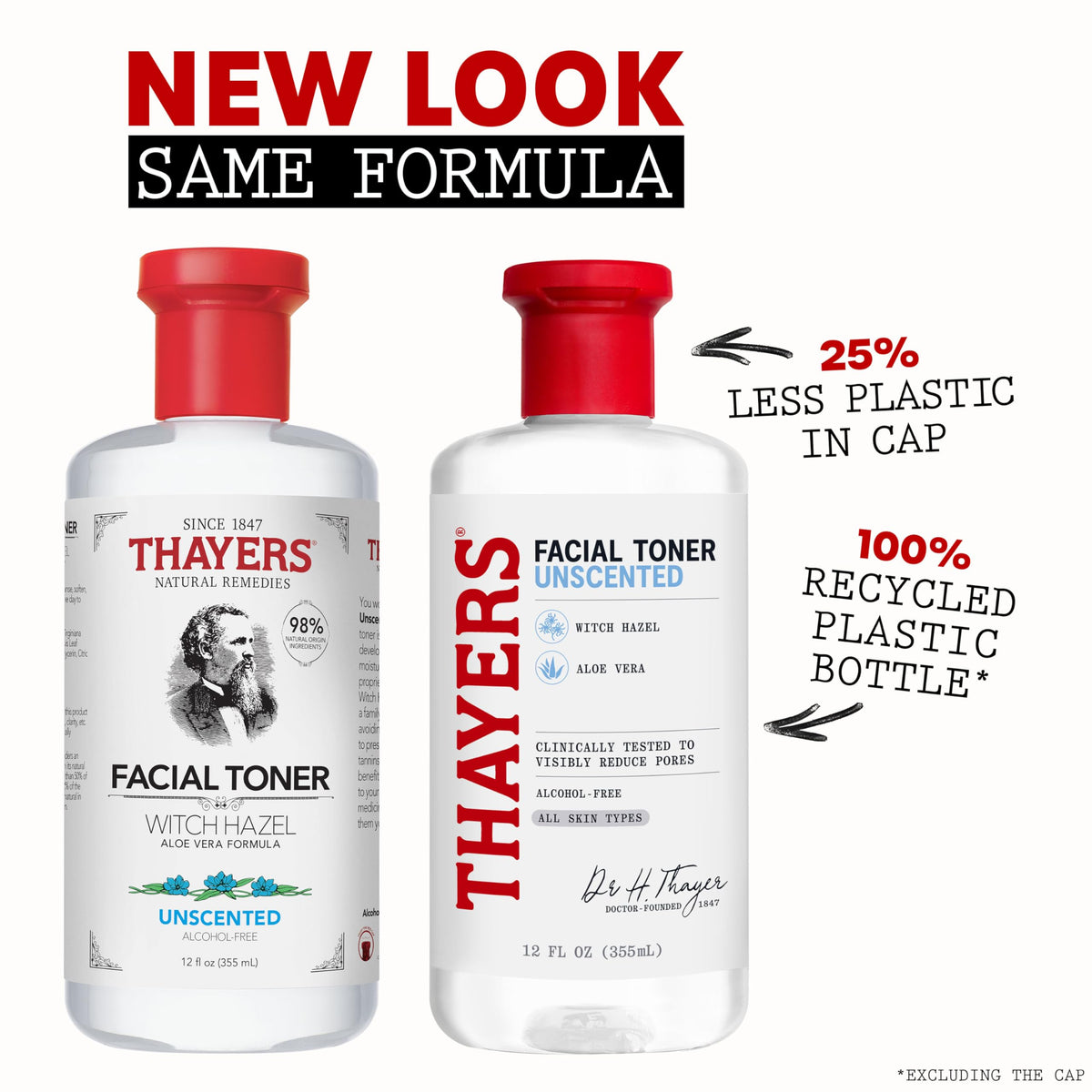 THAYERS Alcohol-Free, Hydrating, Unscented Witch Hazel Facial Toner with Aloe Vera Formula, Vegan, Dermatologist Tested and Recommended, 12 Oz (Packaging May Vary)