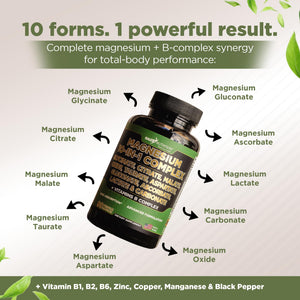 Gade Nutrition Magnesium Complex 10 in 1 - Glycinate, Citrate, Malate, Oxide, Taurate, Aspartate, Gluconate Ascorbate Lactate Carbonate Zinc Copper Manganese & Vitamins 90 Count GADE NUTRITION BOOST YOUR HEALTH buy supplements Au