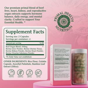 BudLive Beef Organ Supplement for Women – 100% Grass-Fed & Pasture Raised [Ovary, Liver, Spleen, Kidney & Heart] Primal Nutrition for Hormone Support, Energy & Wellness, 90 Capsules BudLiveBuy Supplements Australia