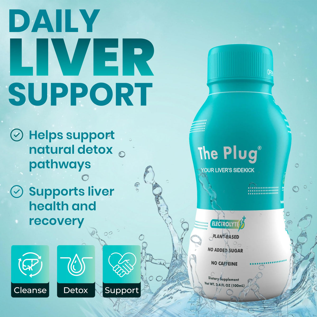 The Plug Liver Cleanse & Detox Drink - Organic Herbal Liquid Supplement with Electrolytes, Superfruits & Plant-Based Nutrients