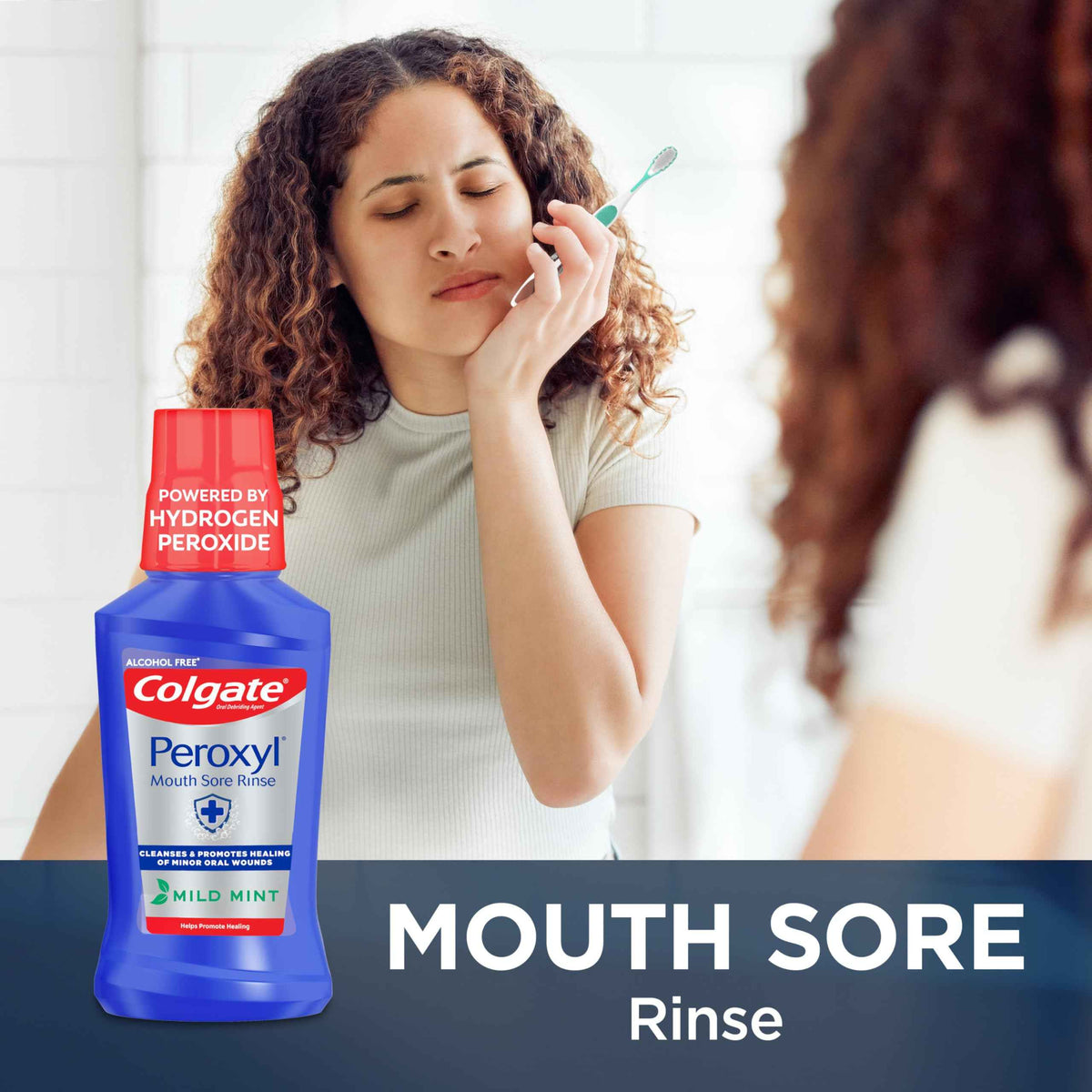 Colgate Peroxyl Alcohol Free Mouthwash with 1.5% Hydrogen Peroxide, Mouth Sore Rinse for Canker Sores, Oral Irritations,