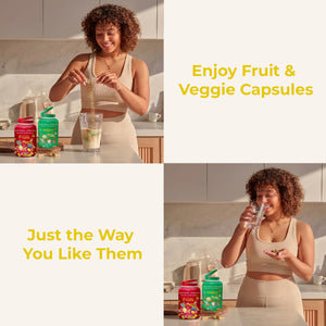Fruits and Veggies Whole Produce Dietary Supplement with Superfood Fruits and Vegetables for Men, Women and Kids, 90 Fruit Capsules, 90 Veggie Capsules - 1 Set NATURAL GREENSBuy Supplements Australia