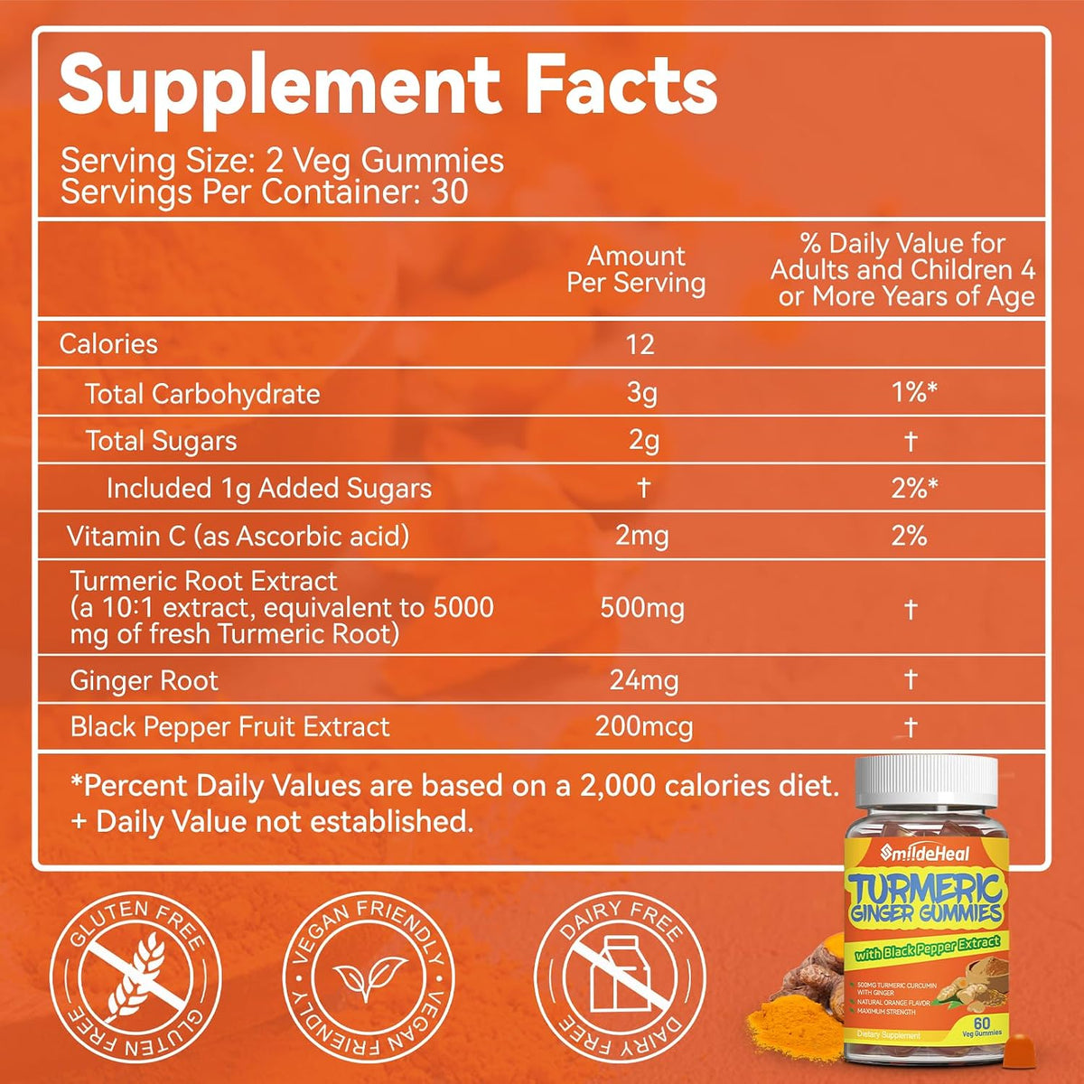 Turmeric Curcumin Gummies 500mg, with Turmeric Root Extract 120 Count - Turmeric Curcumin Gummies 500mg, with Turmeric Root Extract, Ginger Root, Black Pepper Extract, 60 Count (Pack of 2)