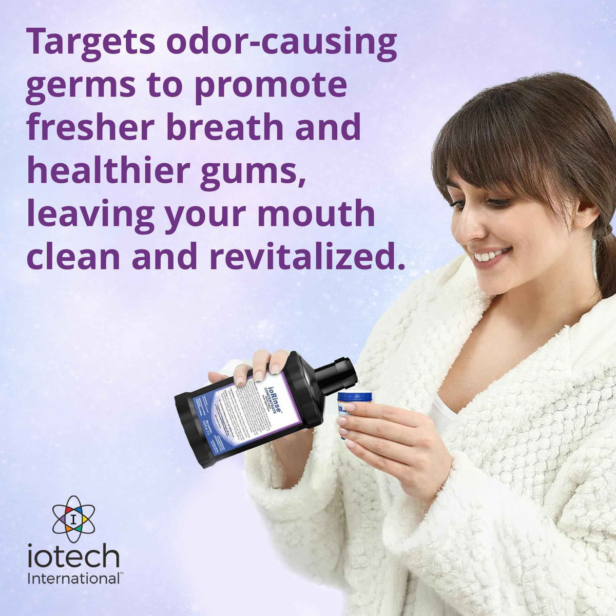 ioRinse Concentrated Irrigant with Active Molecular Iodine, Alcohol-Free Dental Irrigant, for use with Waterpik Water Flossers