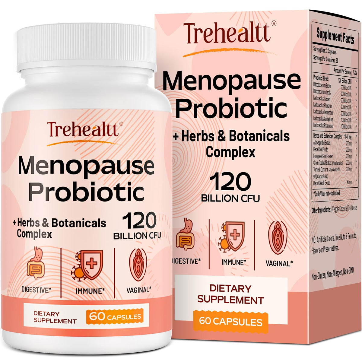 Menopause supplements for women, 120 Billion CFU Probiotic, 13-in-1 Herbs & Botanicals Complex